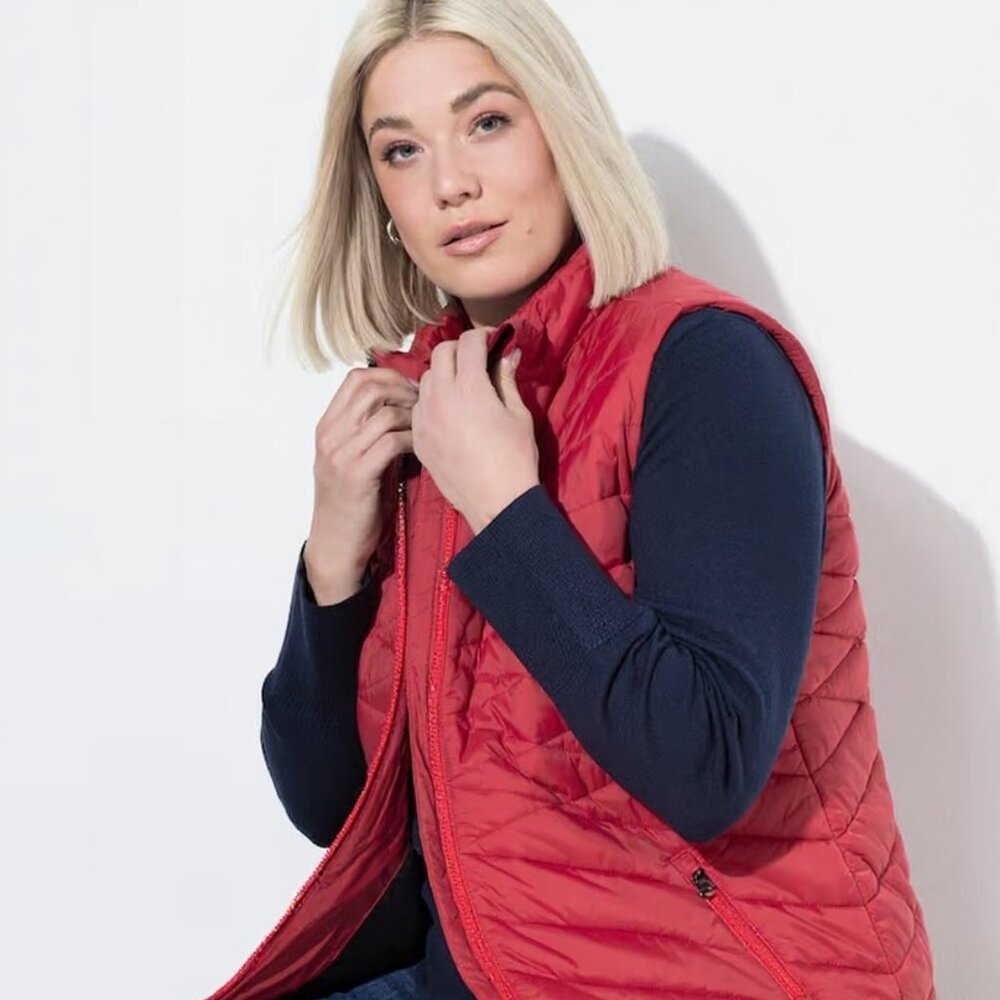 Ulla Popken Diamond Quilted Insulated Red Vest Size 28/30/4x ✨50% OFF BUNDLES 3+
